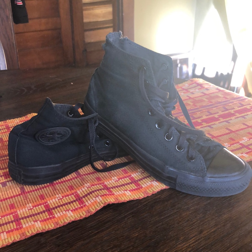 Black mono converse high tops